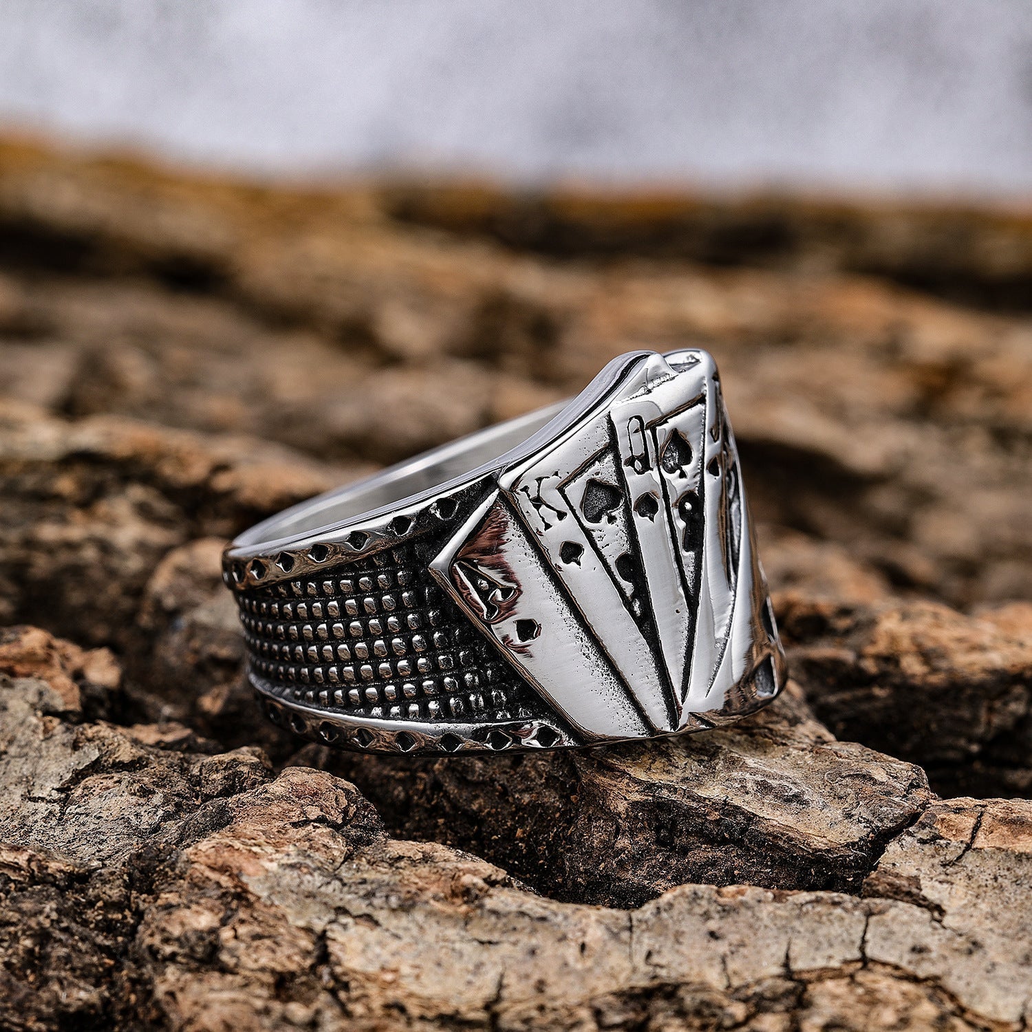 Goth Poker Cards Ring
