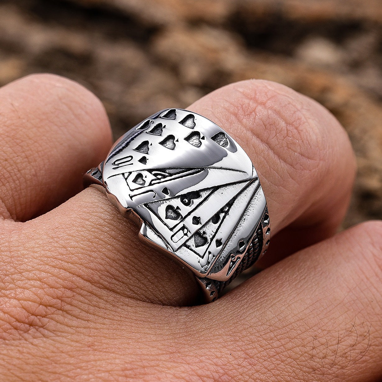 Goth Poker Cards Ring