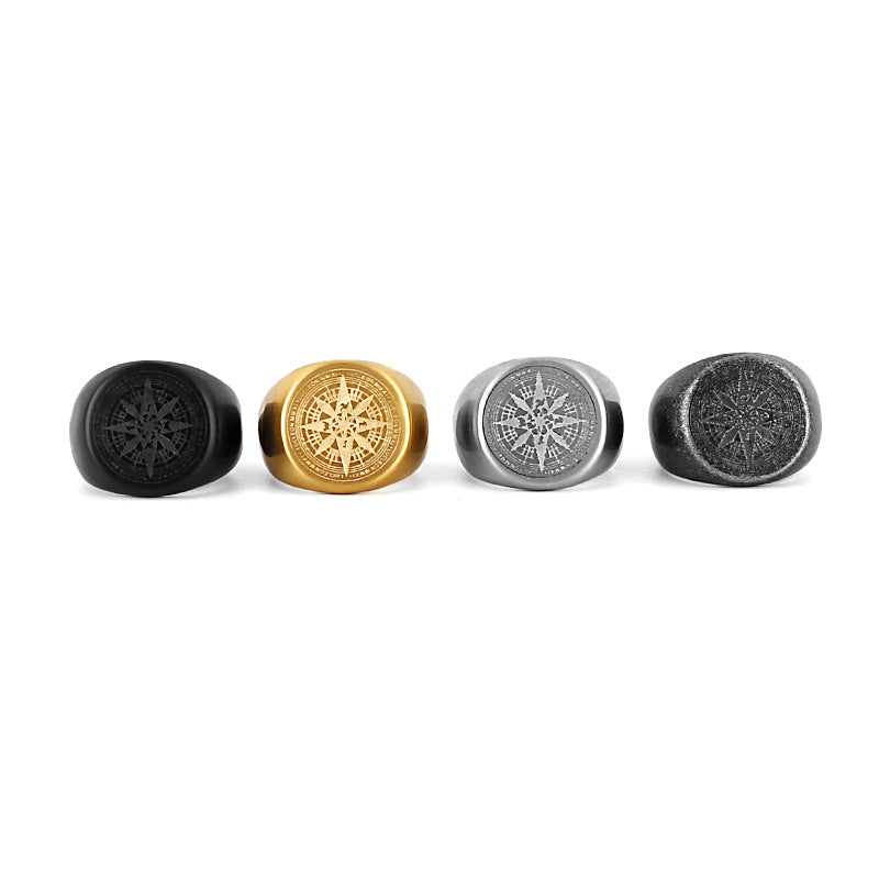 Goth Stone Compass Ring