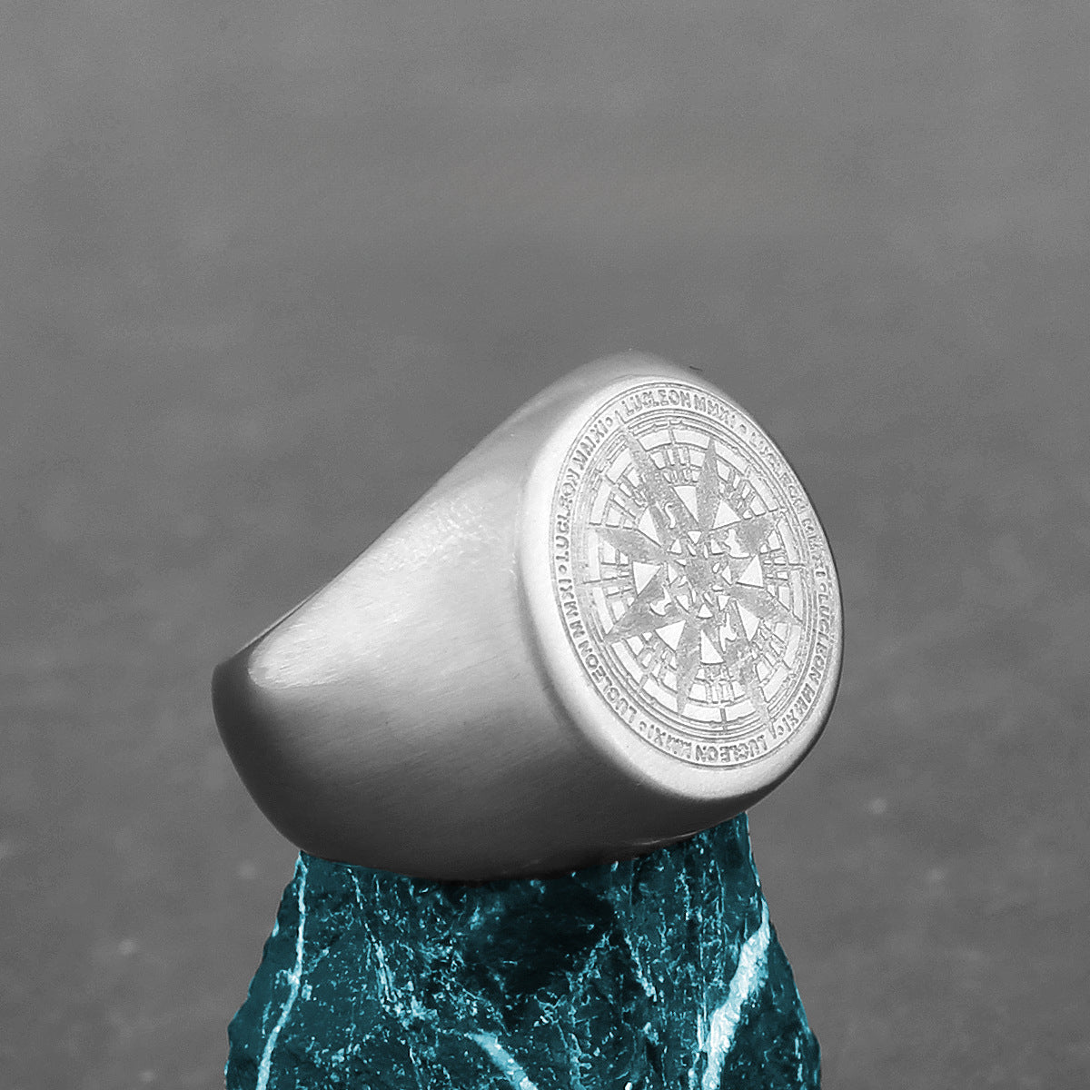 Goth Stone Compass Ring