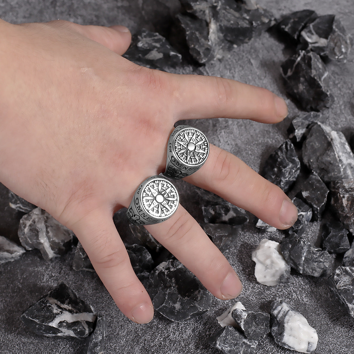 Goth Viking Compass Ring