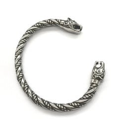 Goth Viking Dragon Heads Steel Braids Cuff Bracelet - S