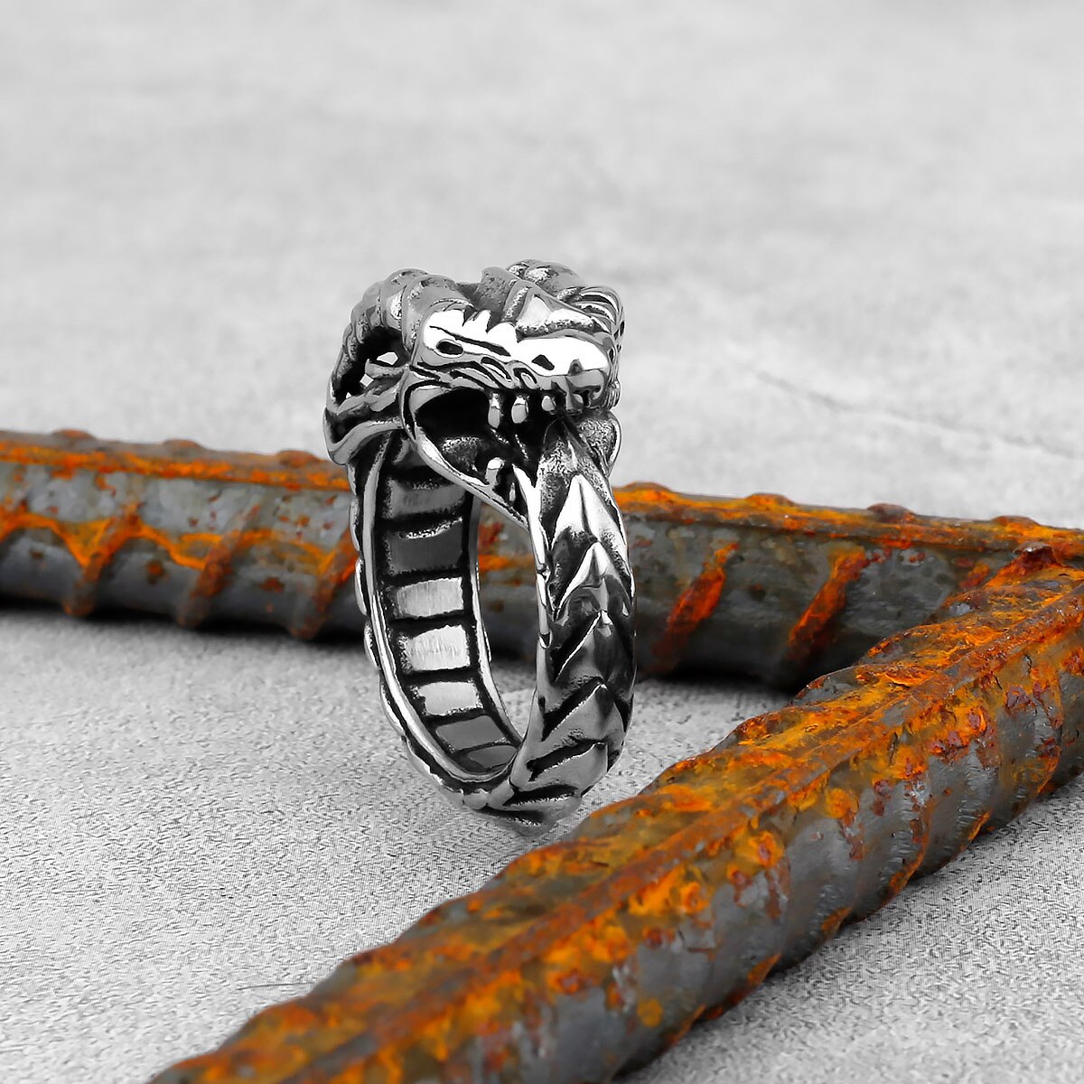 Gothic Steel Dragon Ring