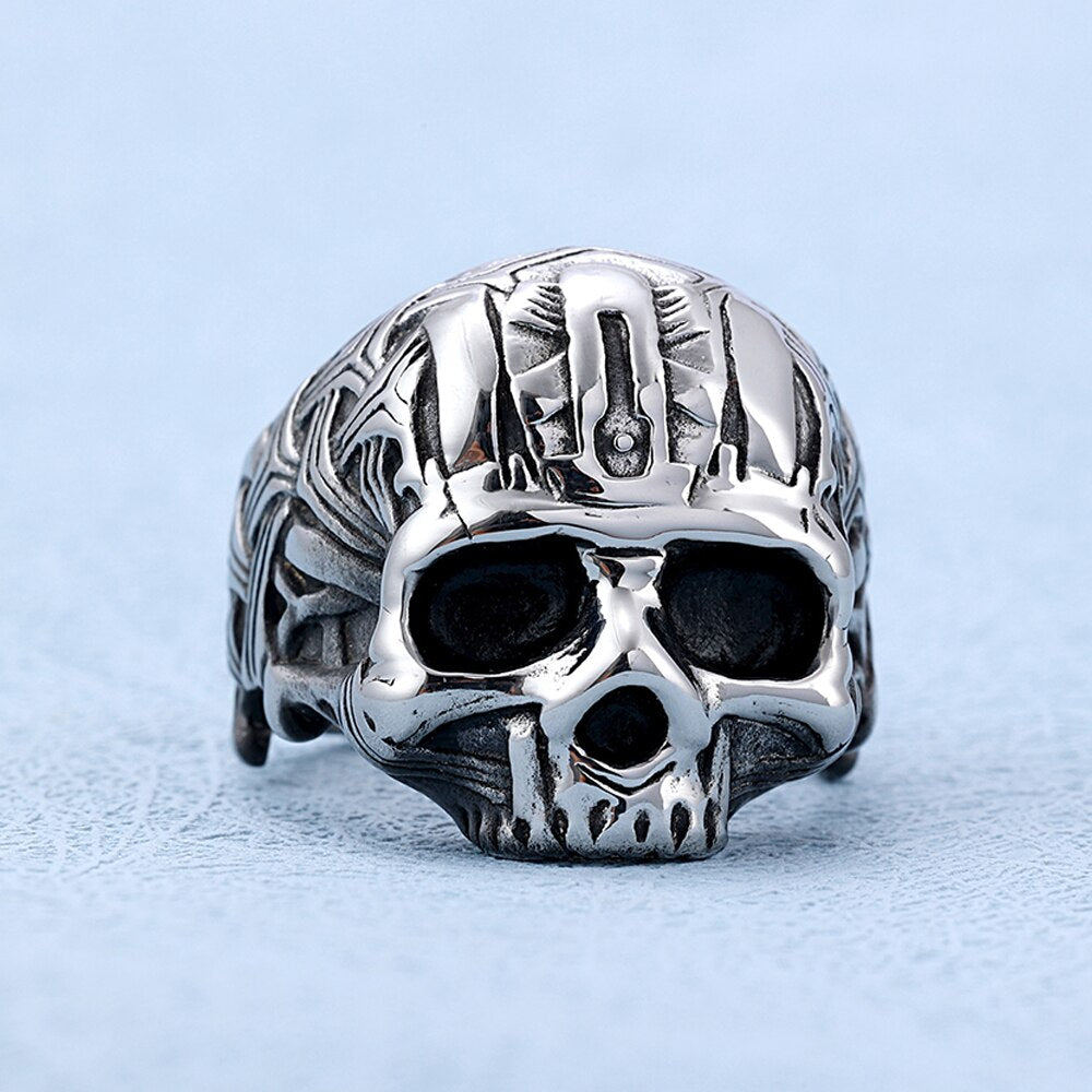 Unisex Gothic Weave Skull-Motif Ring