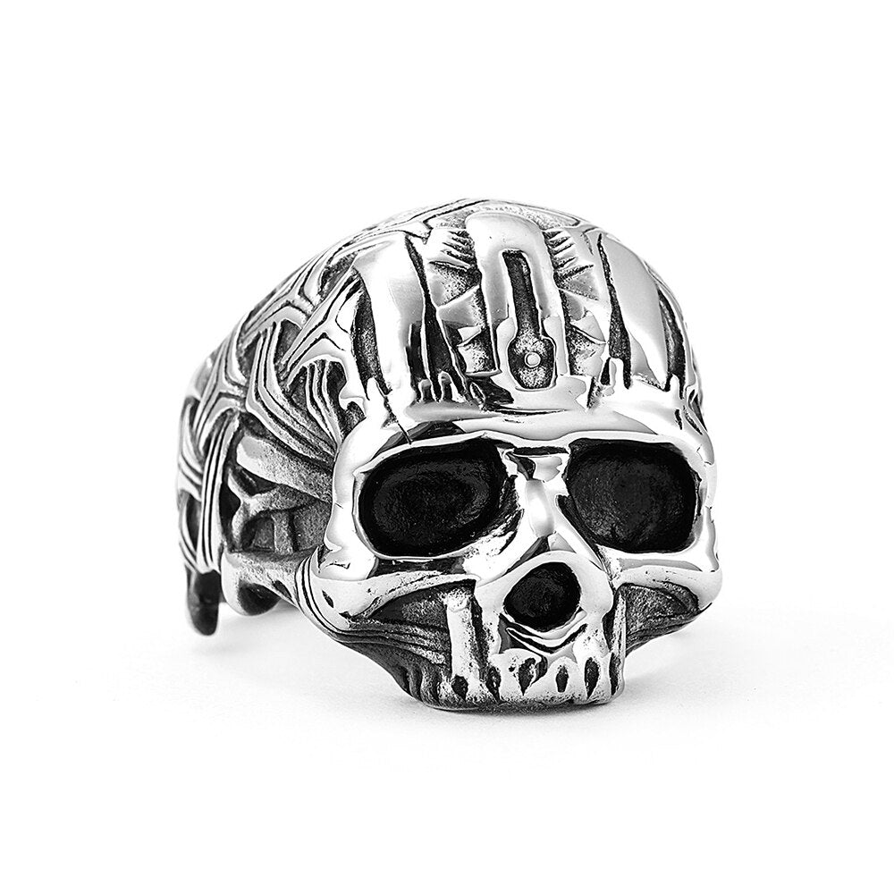 Unisex Gothic Weave Skull-Motif Ring