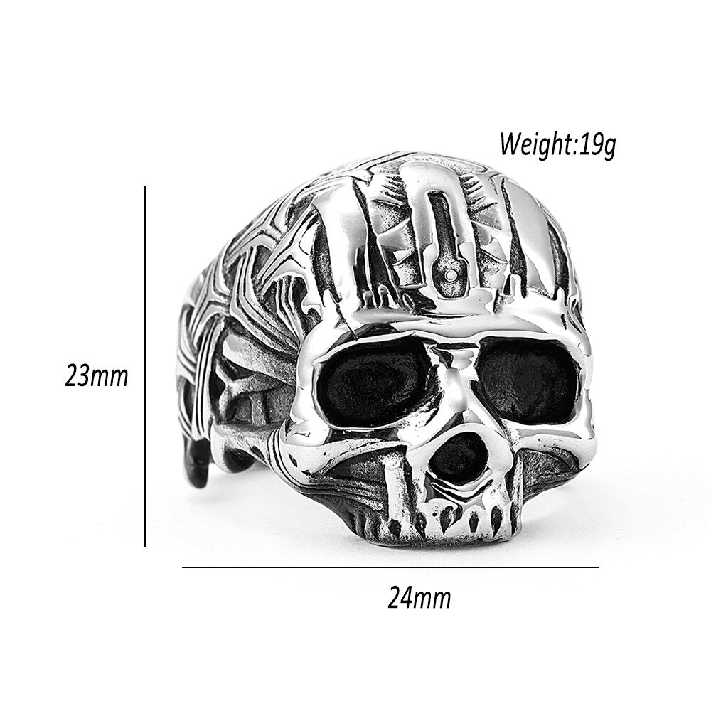 Unisex Gothic Weave Skull-Motif Ring