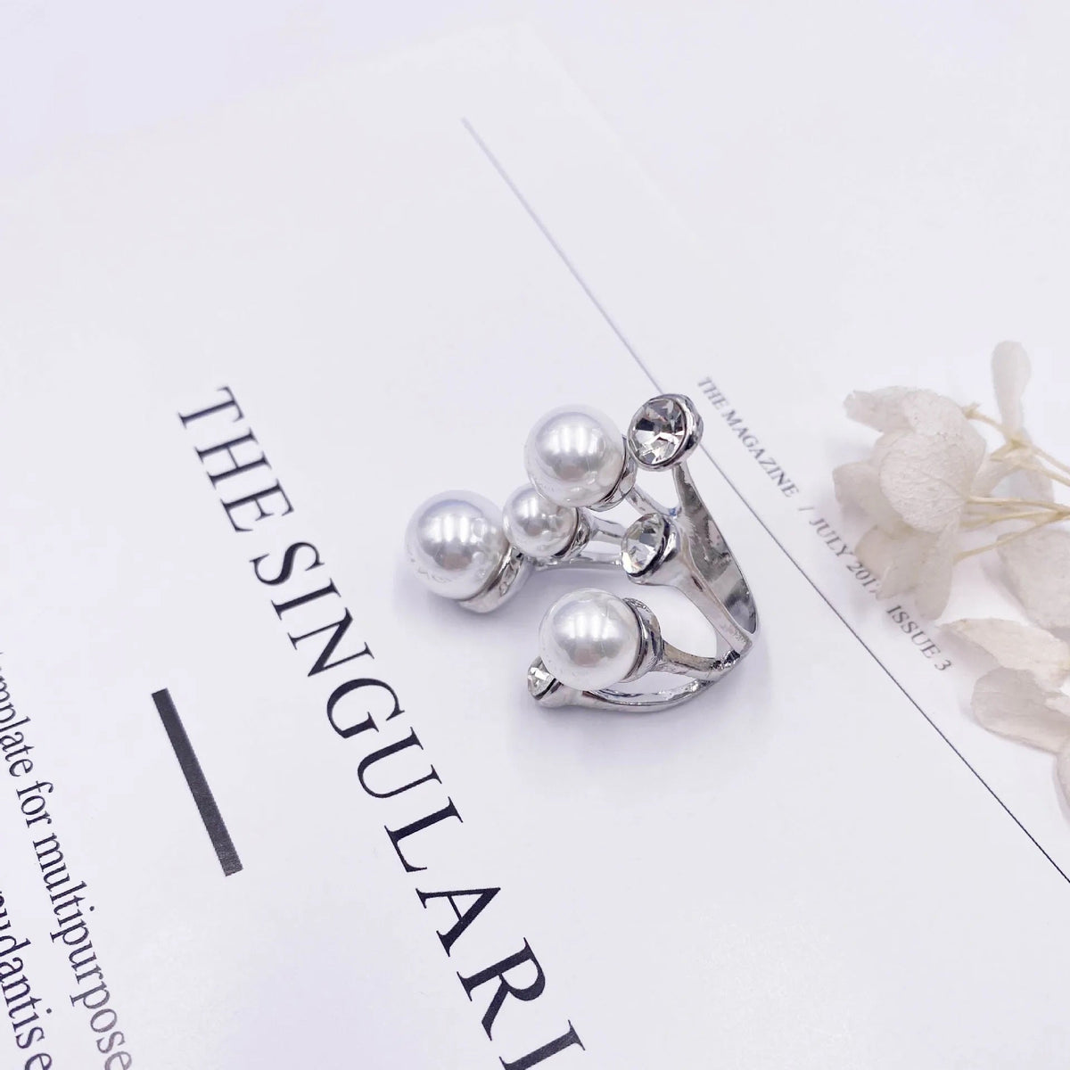 Cara Large Pearl Beads Cocktail Ring