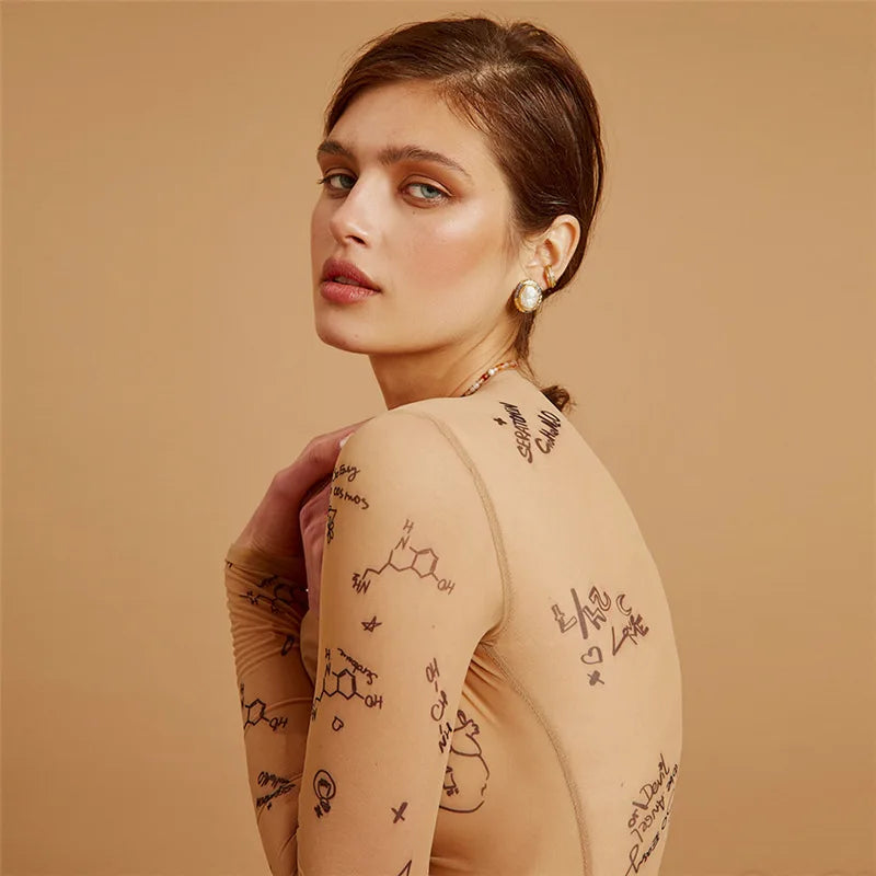Aeris Tattoo Symbols Tissue Bodysuit