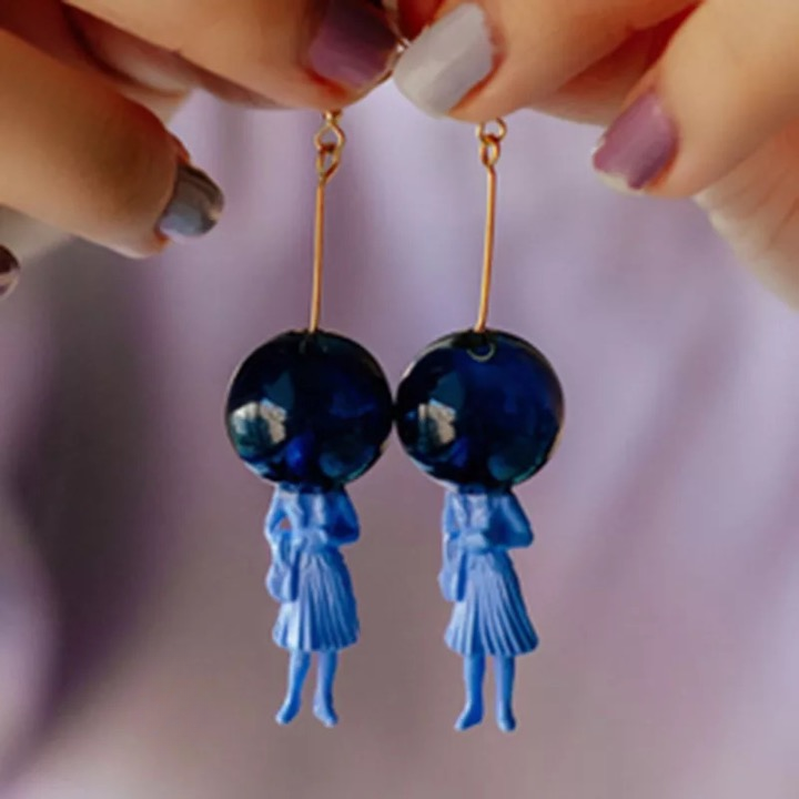 Glass Ball and Lady Drop Earrings