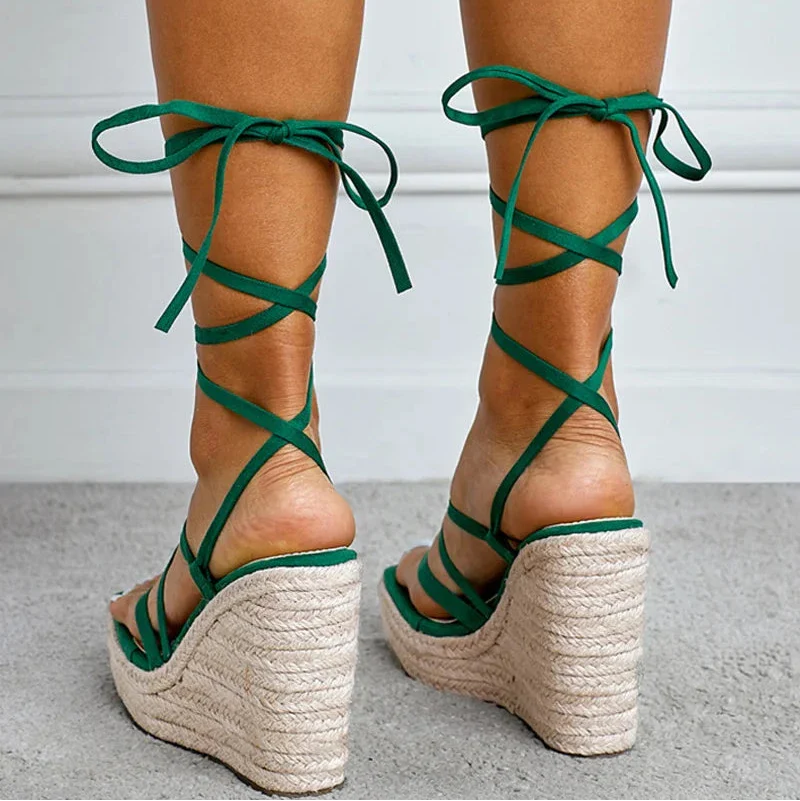 Kelly Gladiator Espadrille Wedge Sandals - 2 Colors