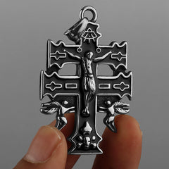 Heavy Double Cross-Motif Necklace