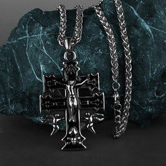 Heavy Double Cross-Motif Necklace