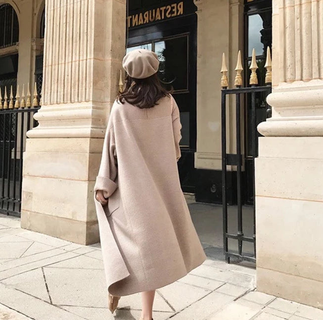 Herringbone Wool Knit Maxi Cardigan Coat - SIZE S -SALE