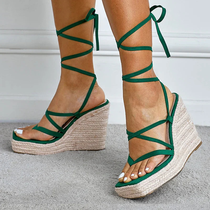Kelly Gladiator Espadrille Wedge Sandals - 2 Colors