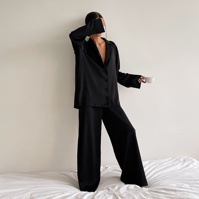 Hillary Oversized Satin Silk Pajama Set