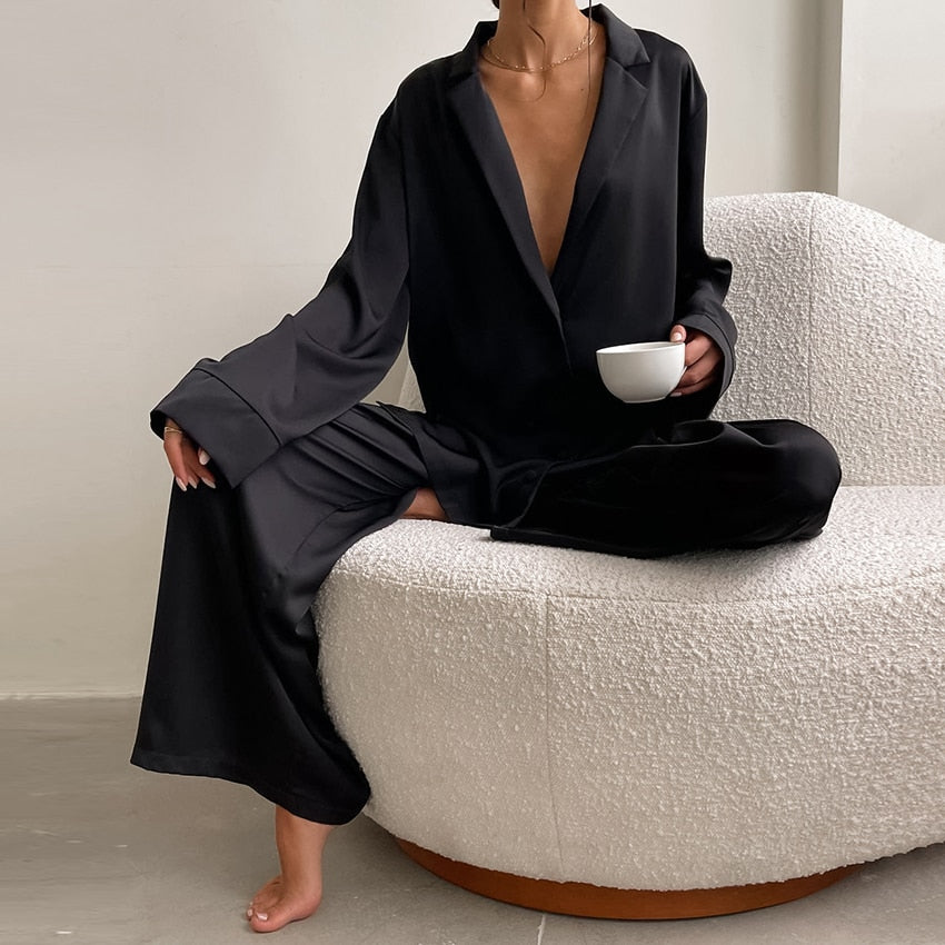 Hillary Satin Silk Pajama Set - SALE