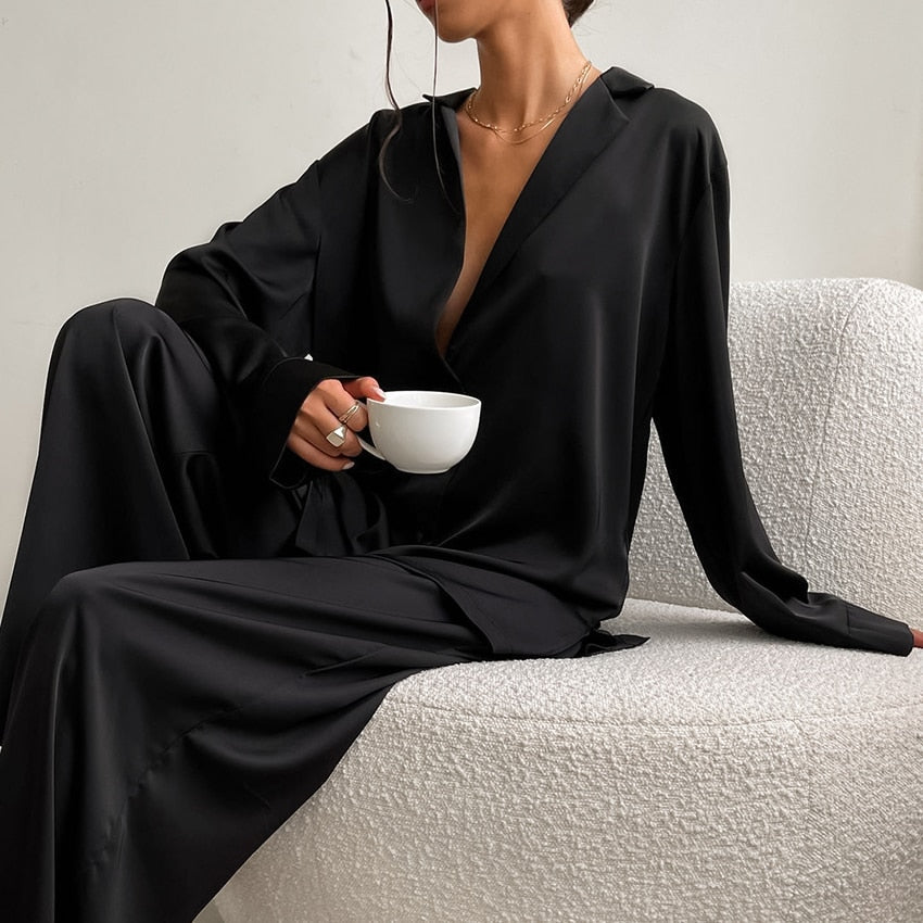 Hillary Satin Silk Pajama Set - SALE
