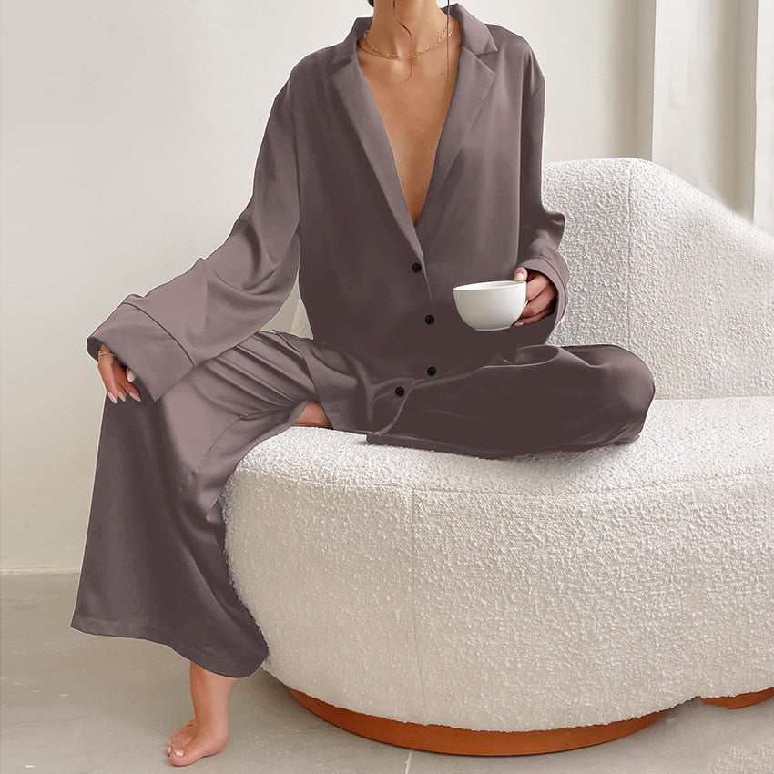 Hillary Satin Silk Pajama Set - SALE