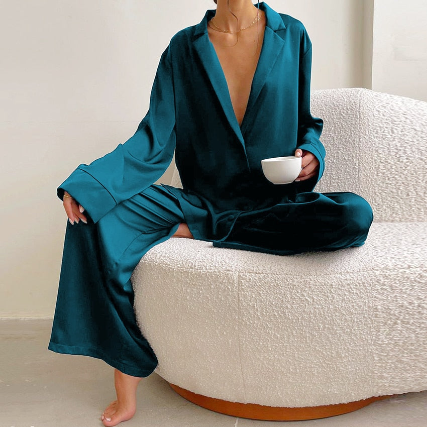 Hillary Satin Silk Pajama Set - SALE