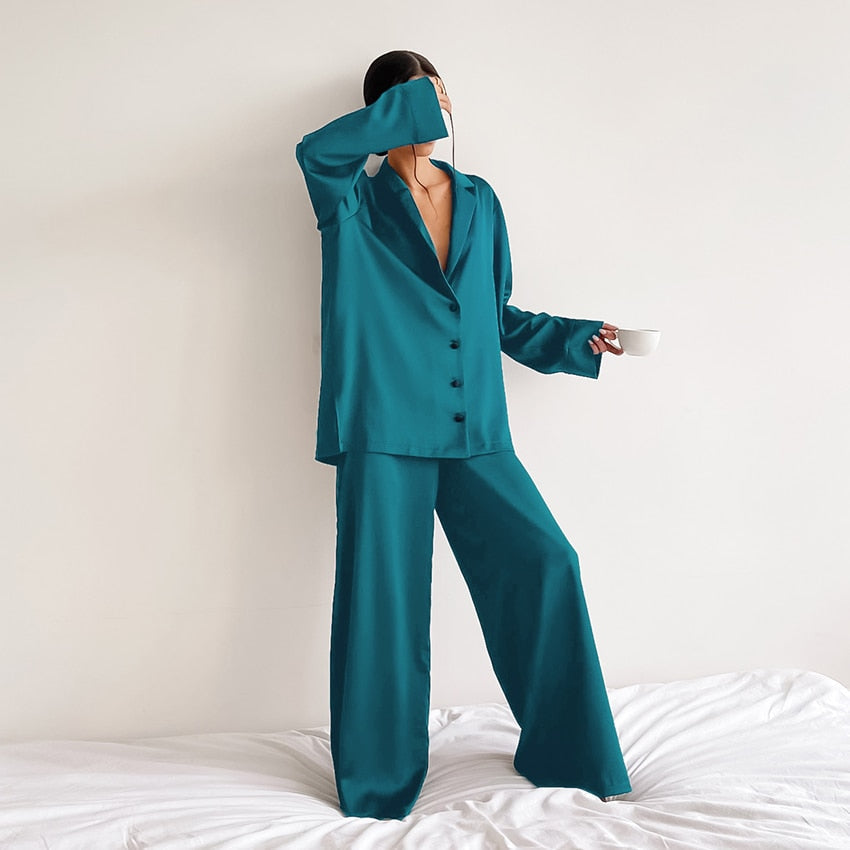 Hillary Satin Silk Pajama Set - SALE