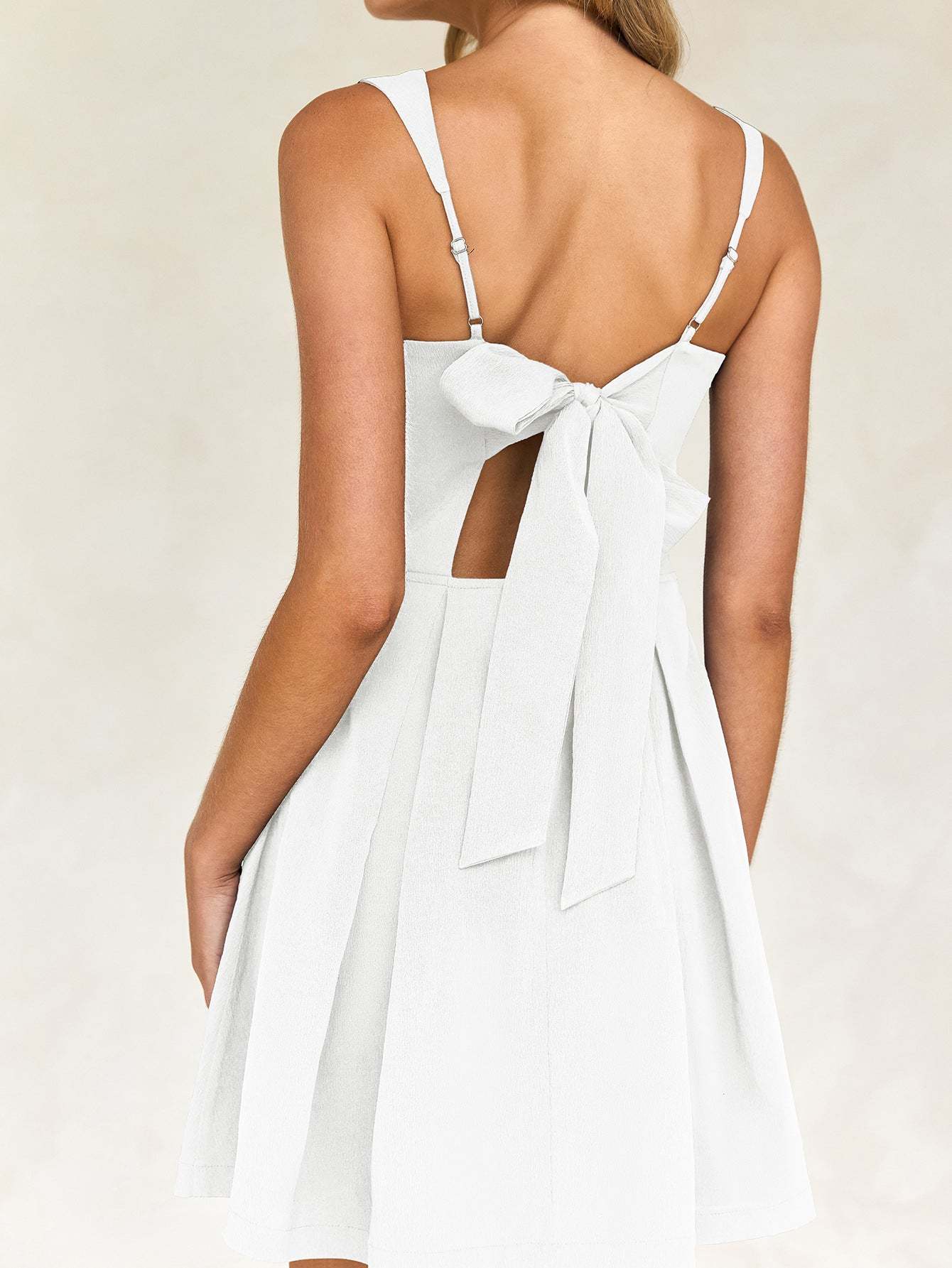Short Sleeveless Party Dress with Back Bow