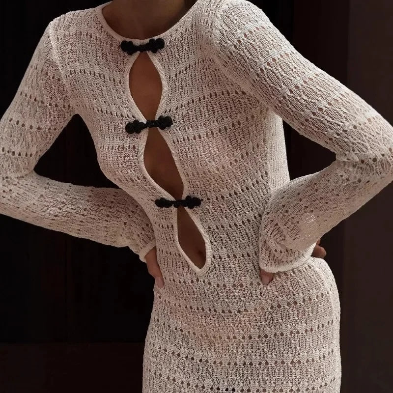Jolene Crochet Lace Maxi Halter Dress
