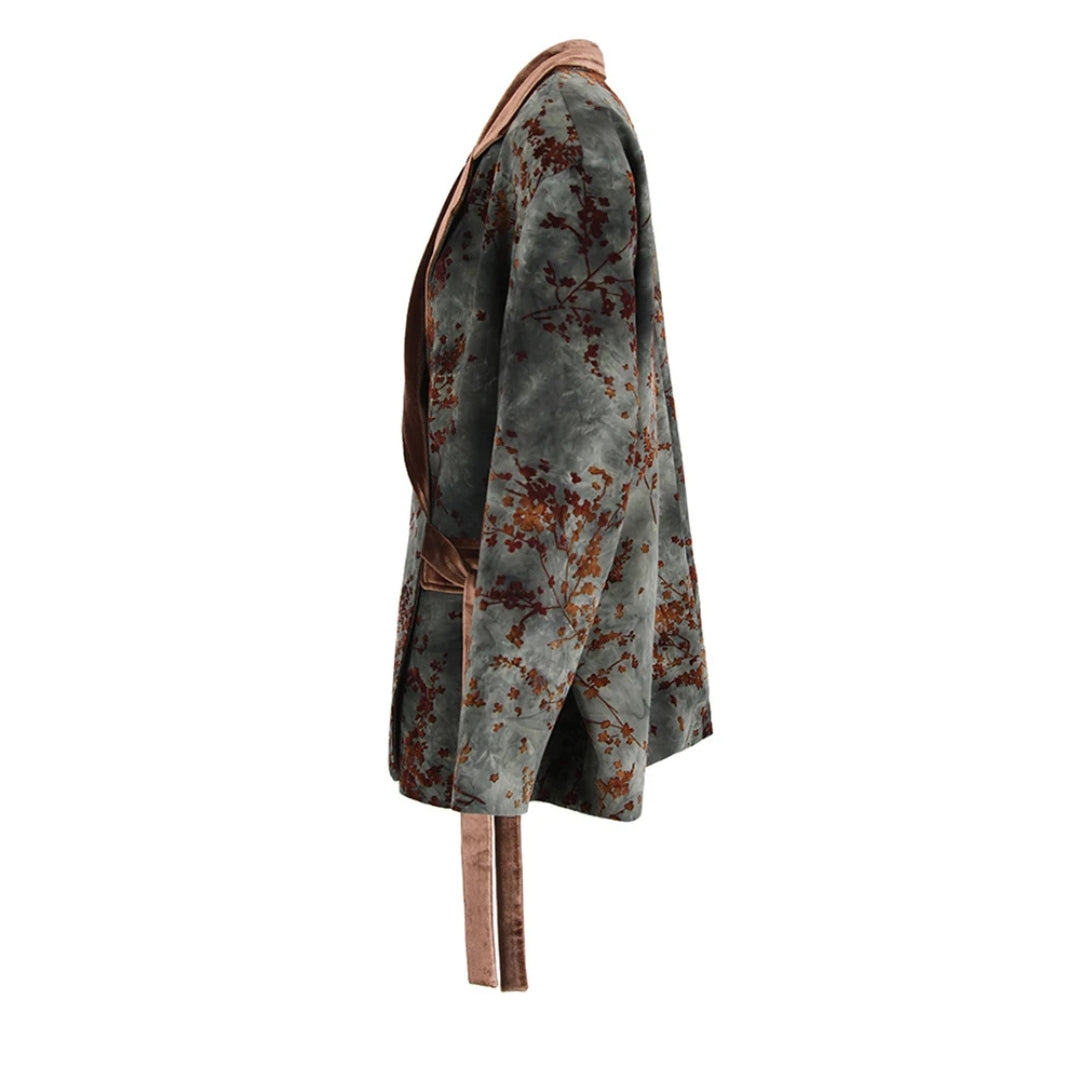 Josie Kimono Floral Velvet Blazer