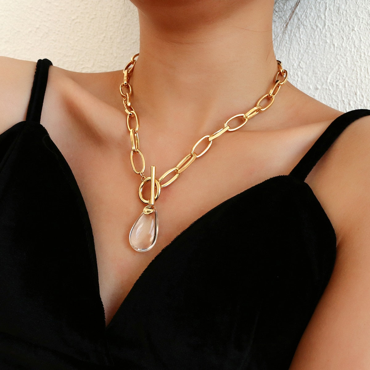 Karin Crystal Water Drop Pendant Necklace