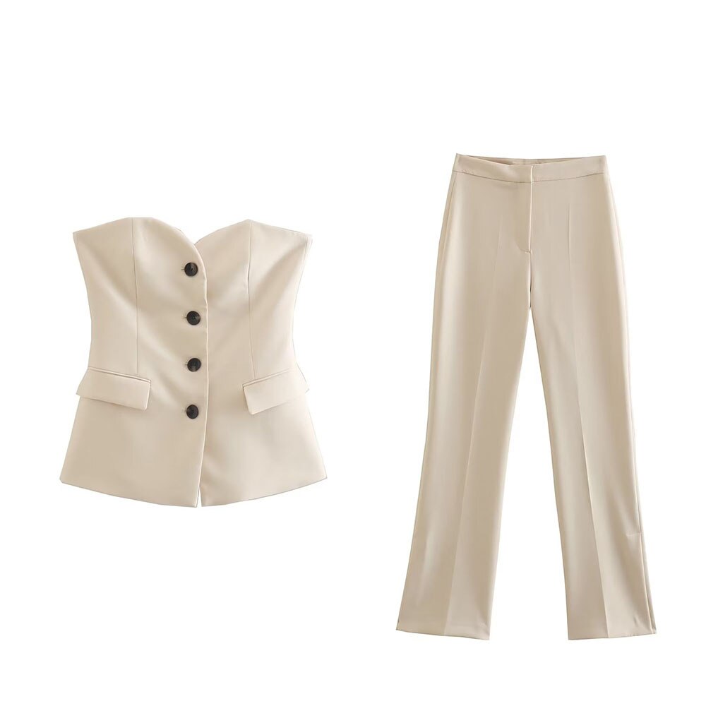 Kaya Bustier Top and Pants Suit Set/ Size S - SALE