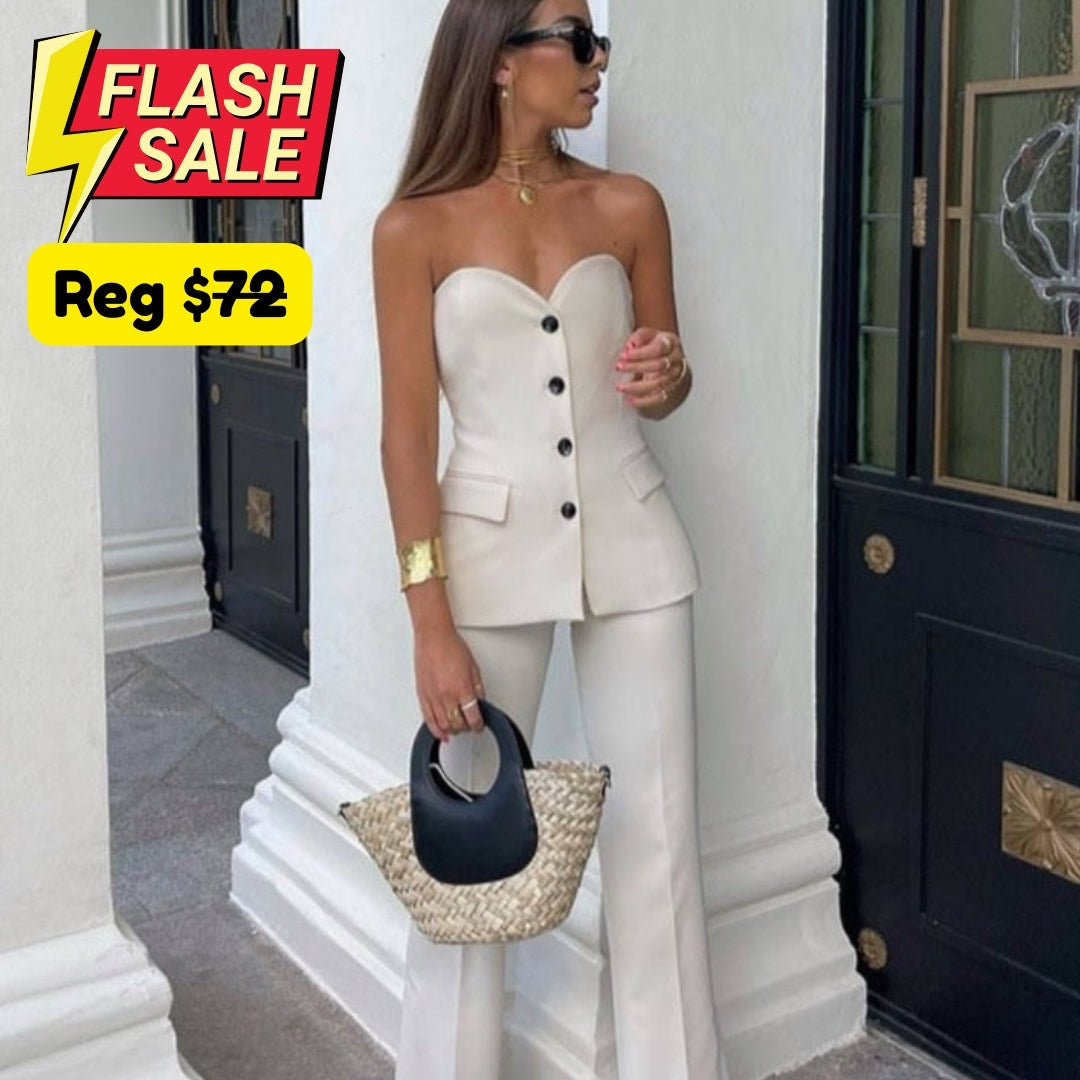 Kaya Bustier Top and Pants Suit Set/ Size S - SALE