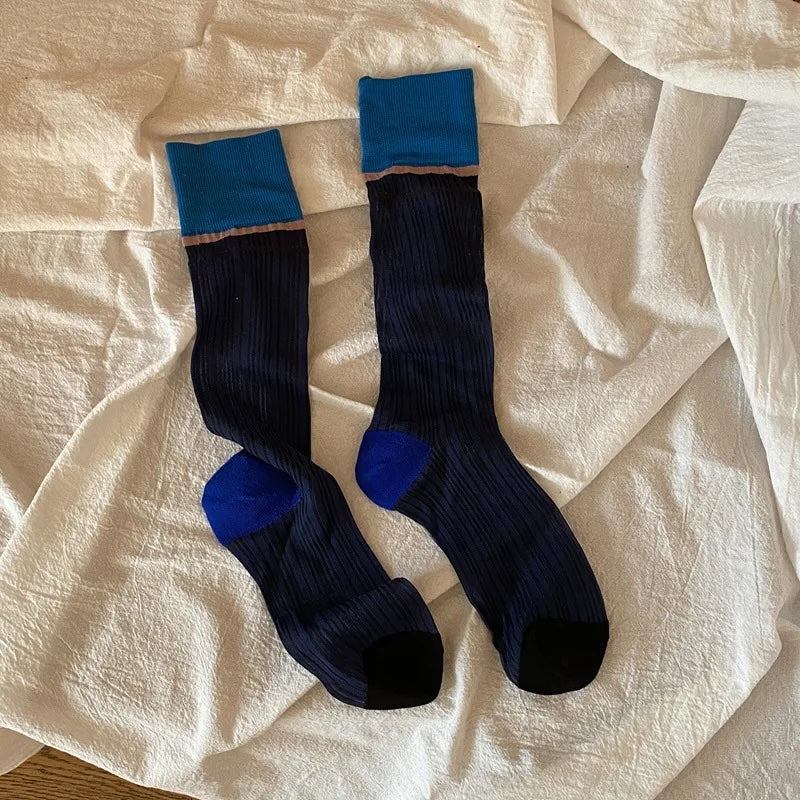 Kei Two Tone Knee High Fashion Socks