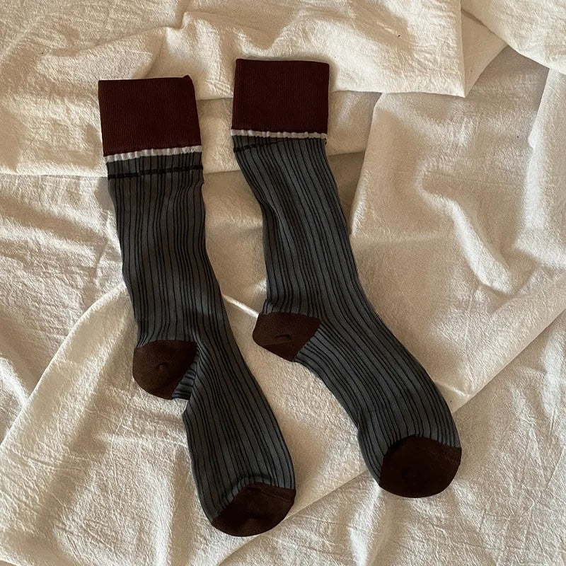 Kei Two Tone Knee High Fashion Socks