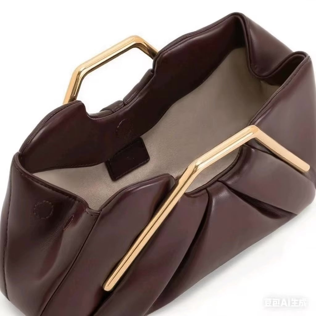 Lexie Gold Metal Handle Clutch Bag