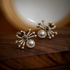 Lilith Vintage Pearl Spider Stud Earrings