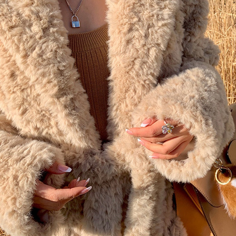 Lima Oversize Curly Faux Fur Coat