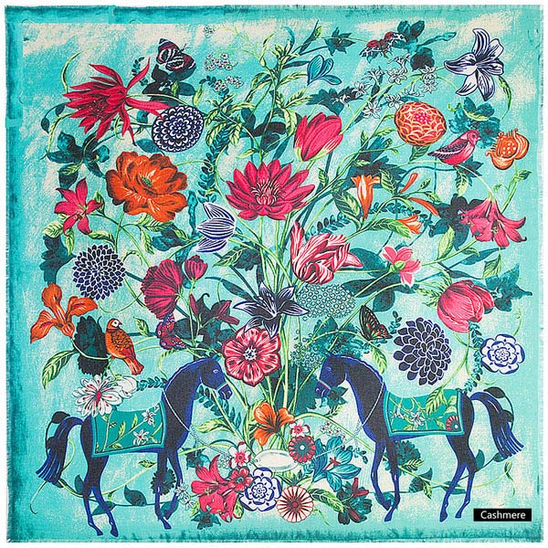 Luxe Cashmere Floral Shawl Scarves, Large - 4 Colors