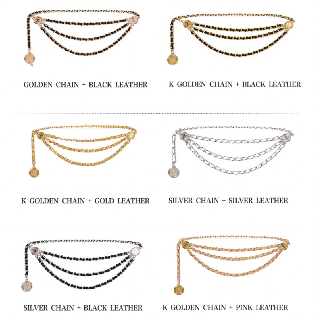 Luxe Leather Braided Multi Chain Belts