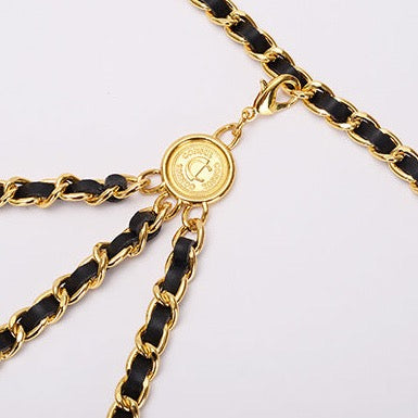 Luxe Leather Braided Multi Chain Belts