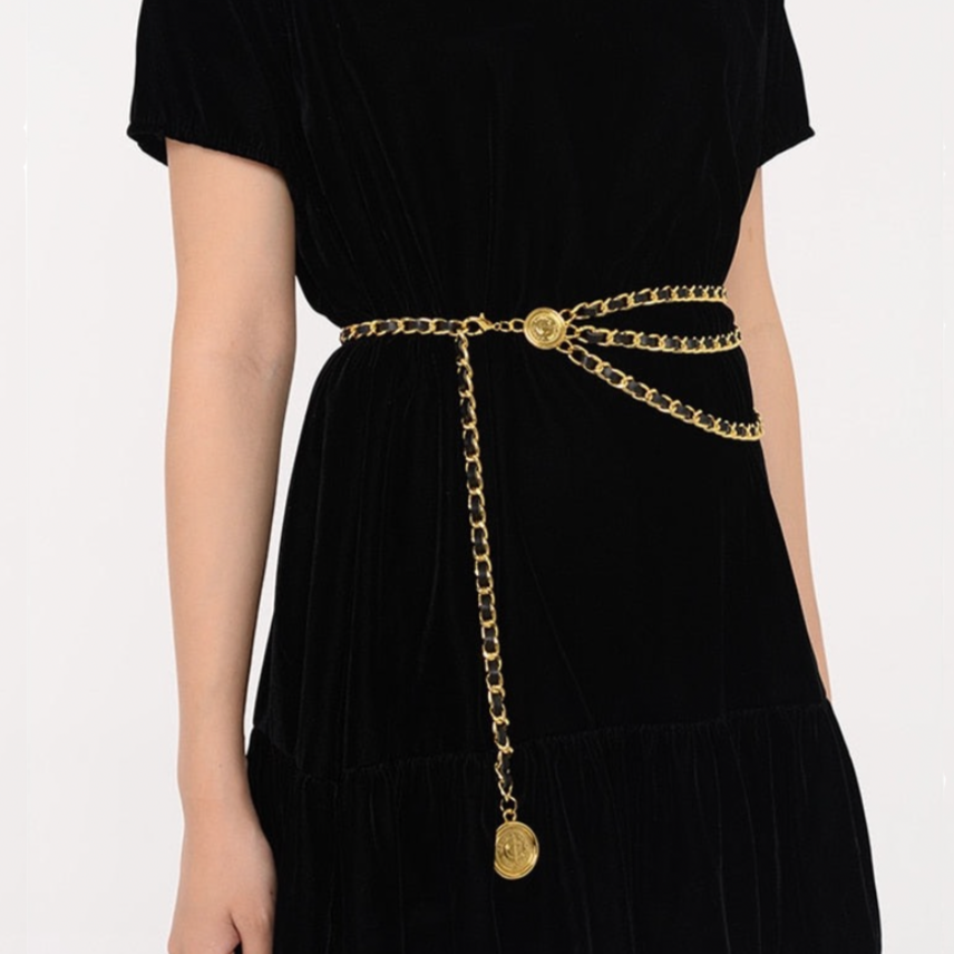Luxe Leather Braided Multi Chain Belts