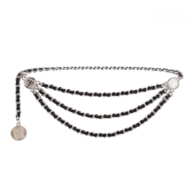 Luxe Leather Braided Multi Chain Belts