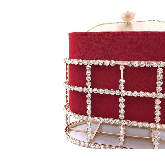 Luxe Rhinestone Cage With Pearl Handle Mini Bag - 2 Styles