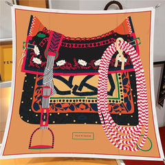 Luxe Saddle Prints Twill Silk Scarves, 90cm