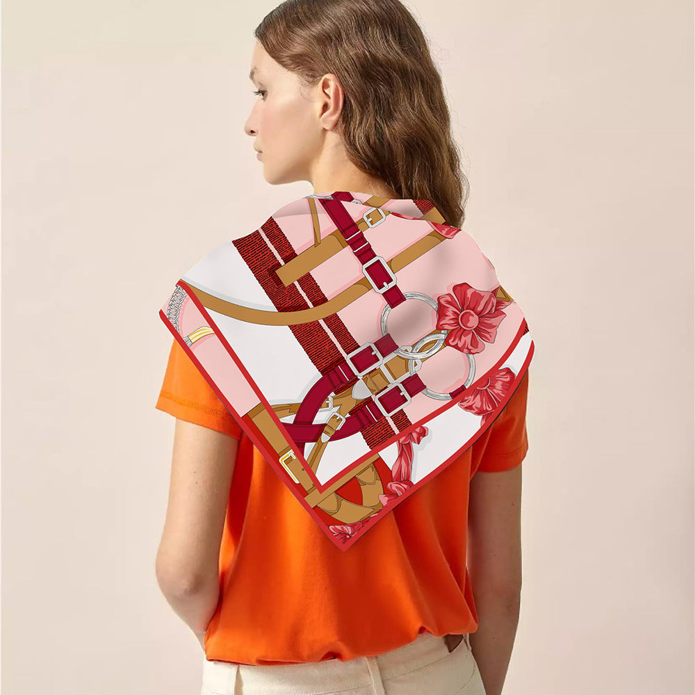 Luxe Flower Belt Print Square Scarves, 90cm