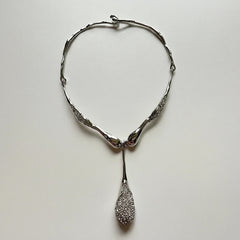 Lyra Sculptural Crystal Water Drop Pendant Collar Necklace