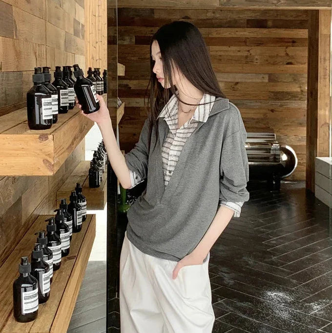 Maggie Patchwork Layered Knit Top
