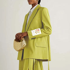 Mara Floral Embroidered Cuff Tie-Waist Blazer