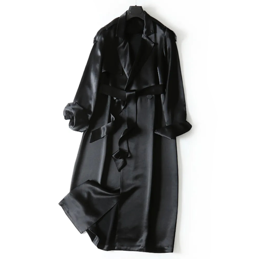 Margita Luxe Satin Trench Duster Coat