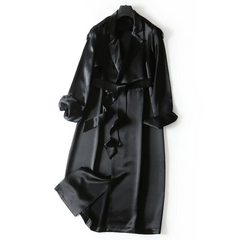 Margita Luxe Satin Trench Duster Coat