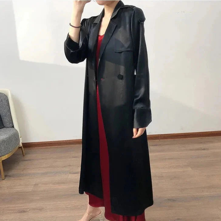 Margita Luxe Satin Trench Duster Coat