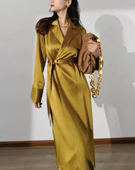 Margita Luxe Satin Trench Duster Coat